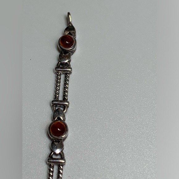 Silpada Vintage RARE Sterling Link & Amber Tennis Bracelet - Picture 8 of 14